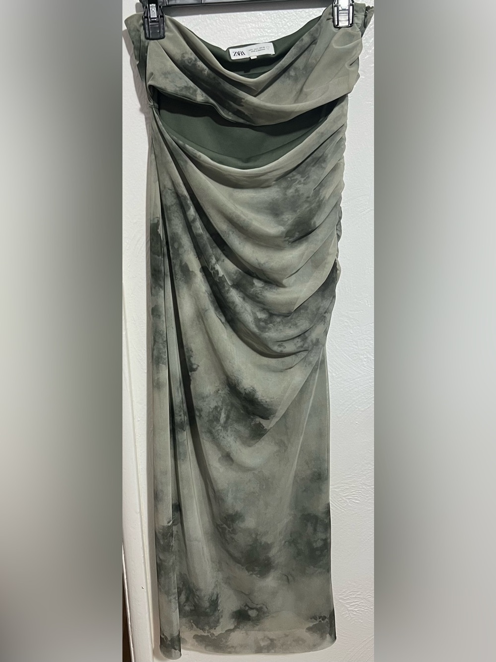 #24 Zara Strapless Cut Out Tulle Midi Dress Size L - Picture 8 of 12